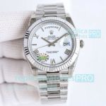 TWB Swiss Replica Rolex Day-Date II White Roman Dial Stainless Steel 2836 Automatic Watch 